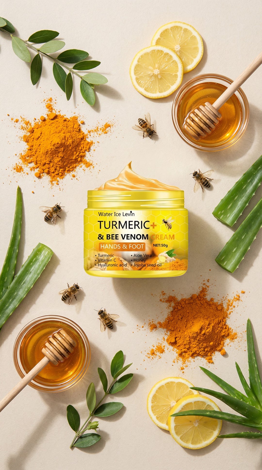 Cracked Skin Repair Cream – Turmeric & Bee Venom Balm for Dry Hands and Feet