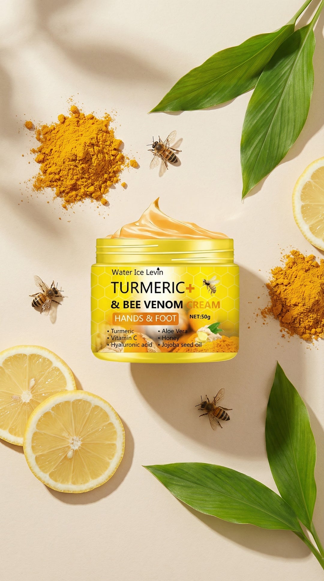 Cracked Skin Repair Cream – Turmeric & Bee Venom Balm for Dry Hands and Feet