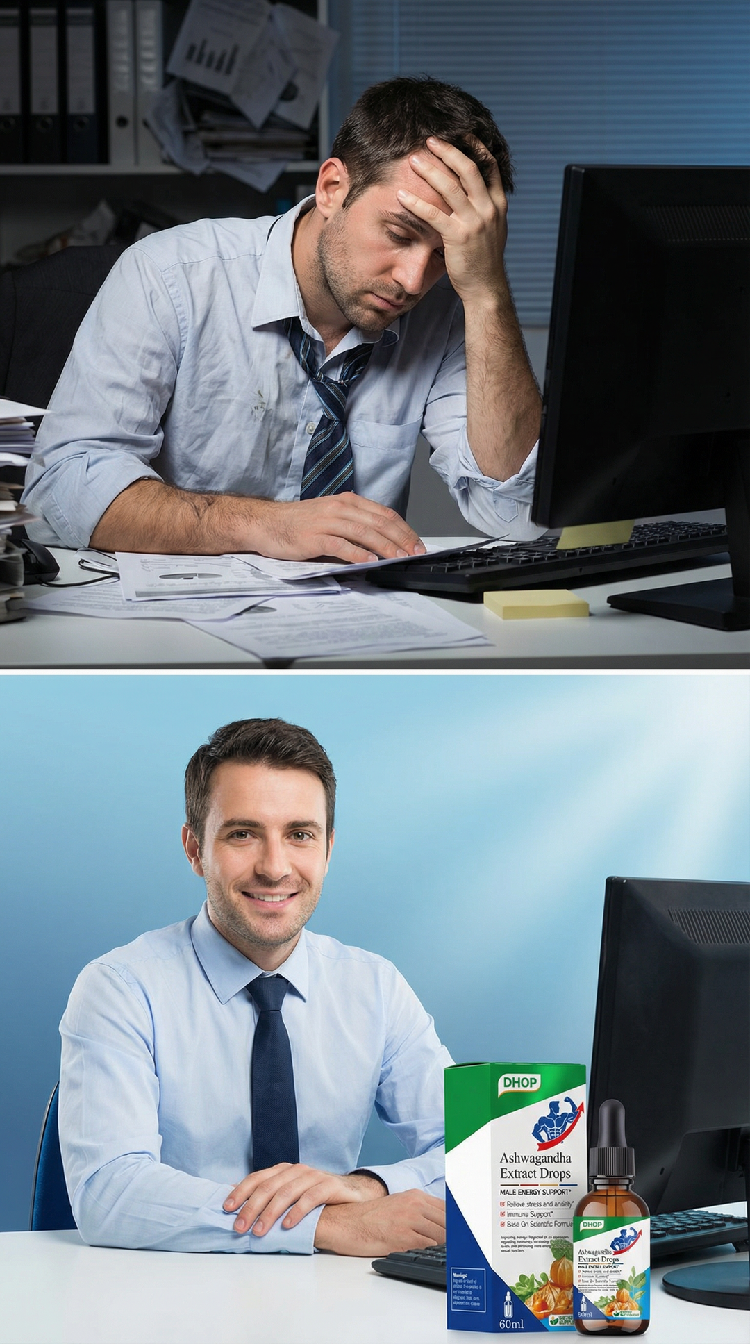 Men’s Energy + Focus & Sleep Support Drops – Ashwagandha Liquid Drops for Stress, Mood, and Daily Energy