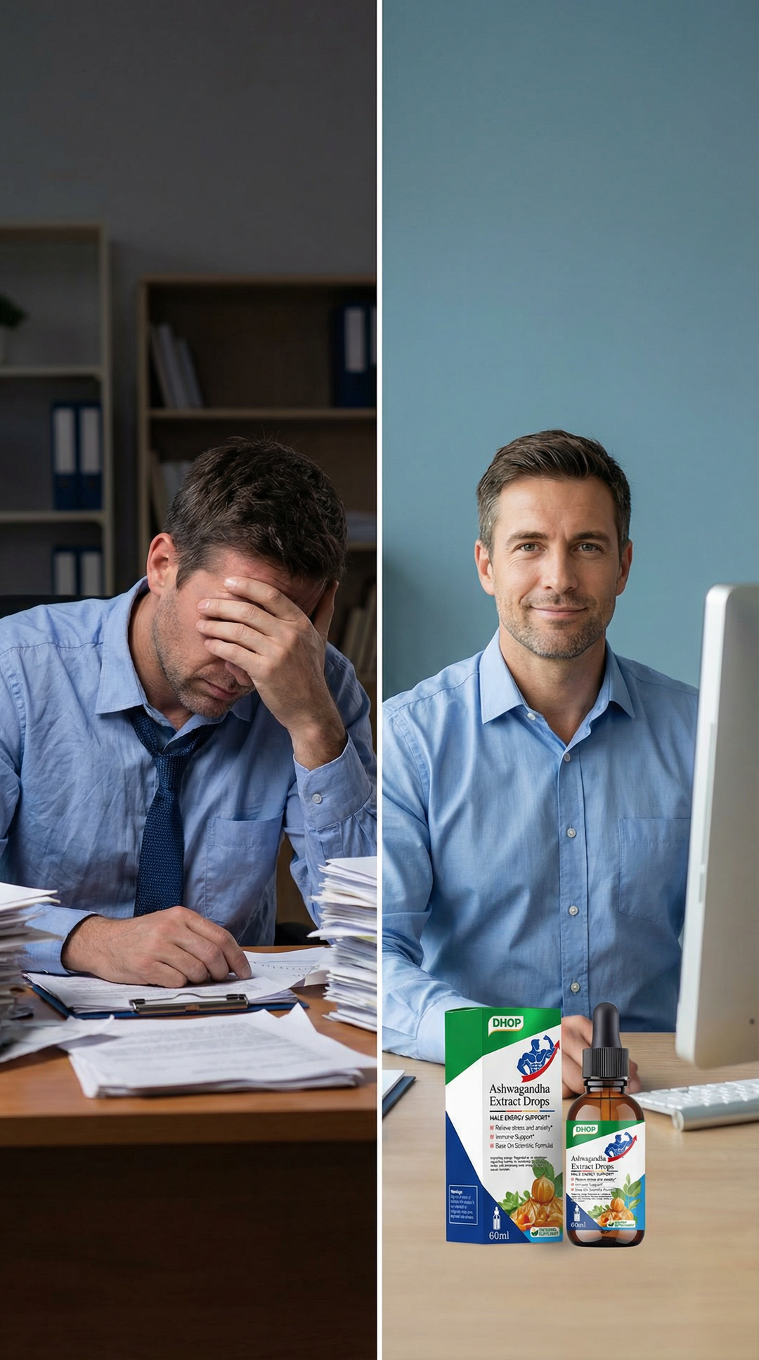 Men’s Energy + Focus & Sleep Support Drops – Ashwagandha Liquid Drops for Stress, Mood, and Daily Energy