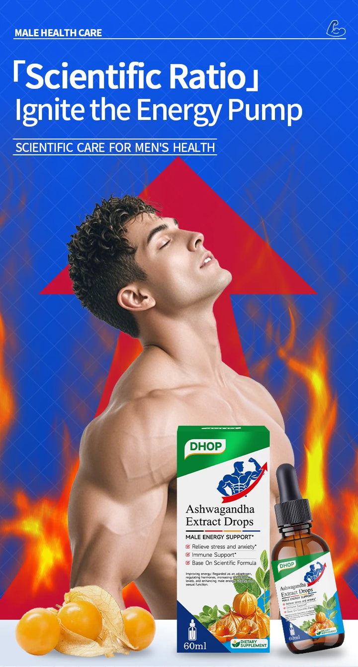 Men’s Energy + Focus & Sleep Support Drops – Ashwagandha Liquid Drops for Stress, Mood, and Daily Energy