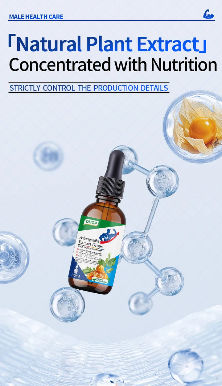 Men’s Energy + Focus & Sleep Support Drops – Ashwagandha Liquid Drops for Stress, Mood, and Daily Energy