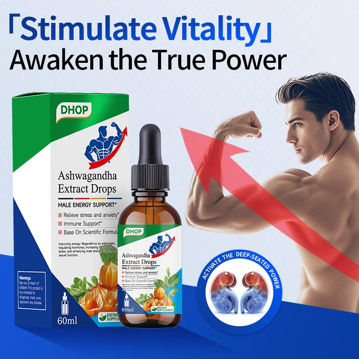 Men’s Energy + Focus & Sleep Support Drops – Ashwagandha Liquid Drops for Stress, Mood, and Daily Energy